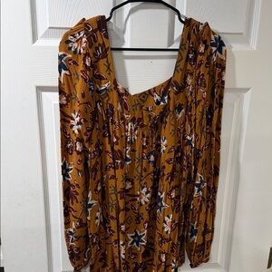 Sonoma Mustard and Blue Floral Top
